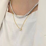 Collar Riviere 3 claw Plateado