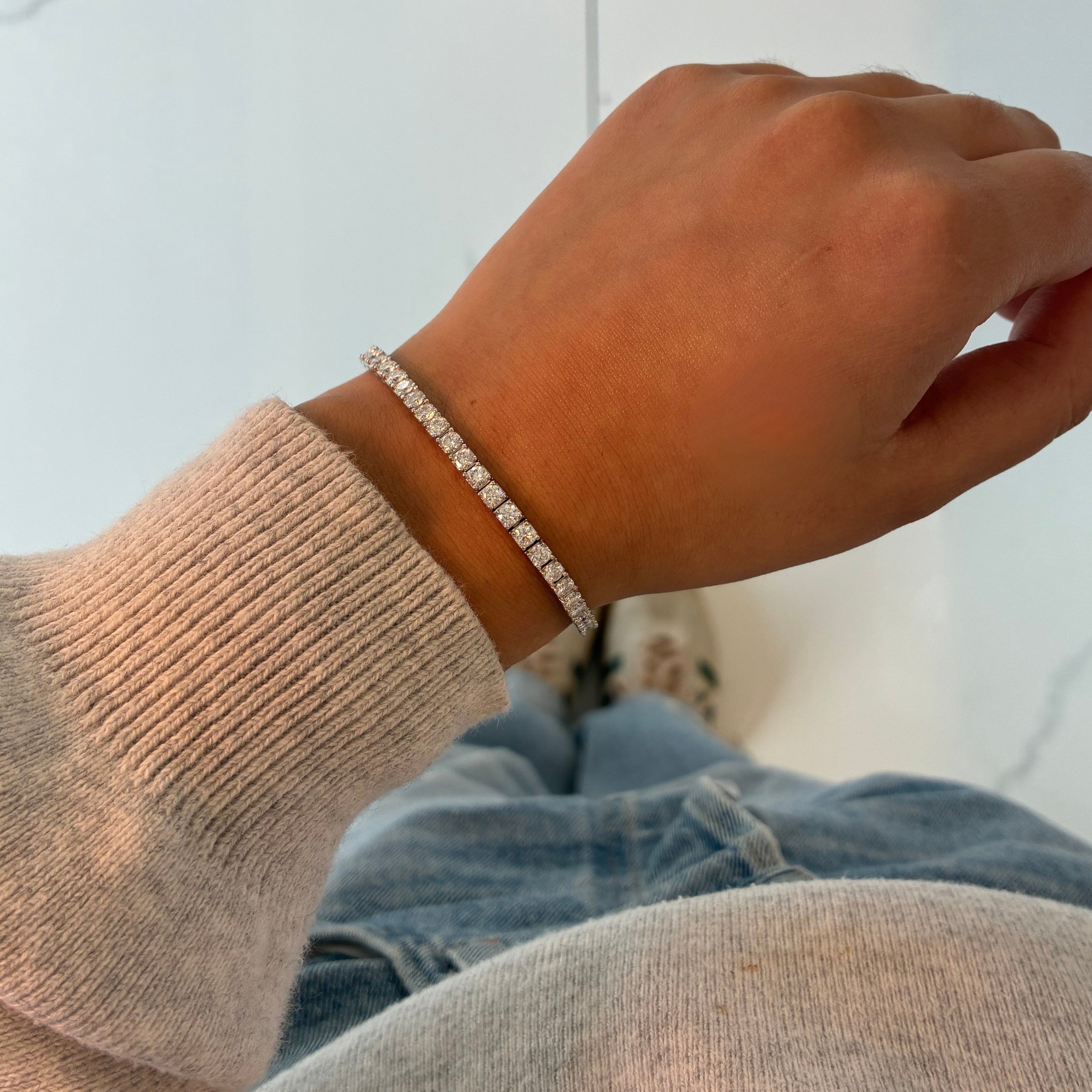 Pulsera Tennis Moissanitas Plateada 3mm