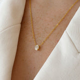 Collar Solitario Ovalado Dorado 1 ct