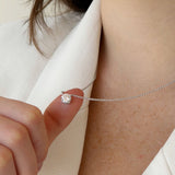Collar Solitario Plateado 1 ct