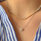 Collar Solitario Plateado 1 ct