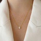 Collar Solitario Ovalado Dorado 1 ct