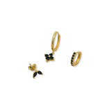 Aretes Black Flower Set