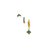 Aretes Emerald Flower Set