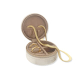 Joyero Terciopelo Circular Chico Beige